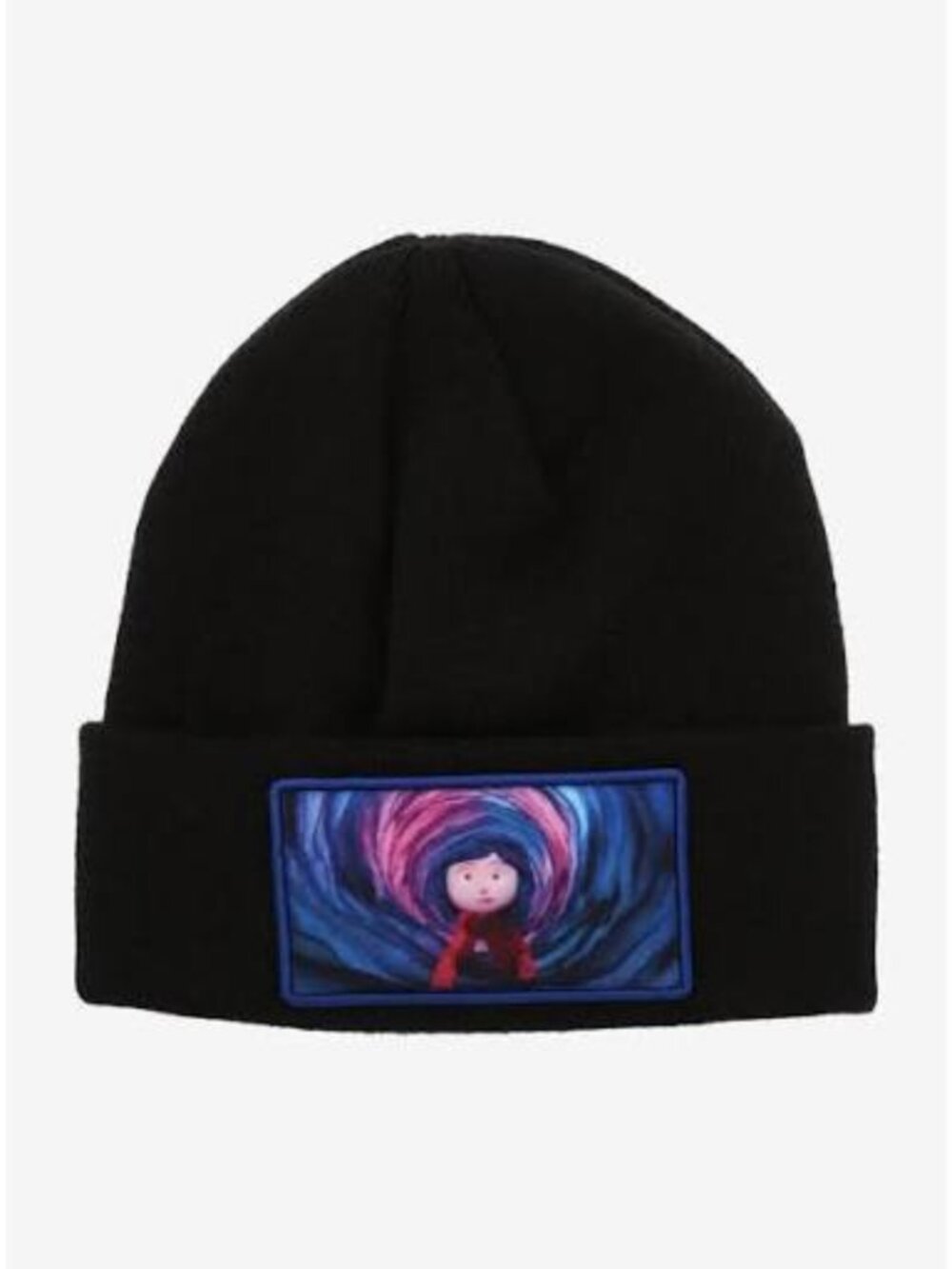 Hot Topic Coraline Tunnel Patch Cuff Beanie Black Unisex NWT